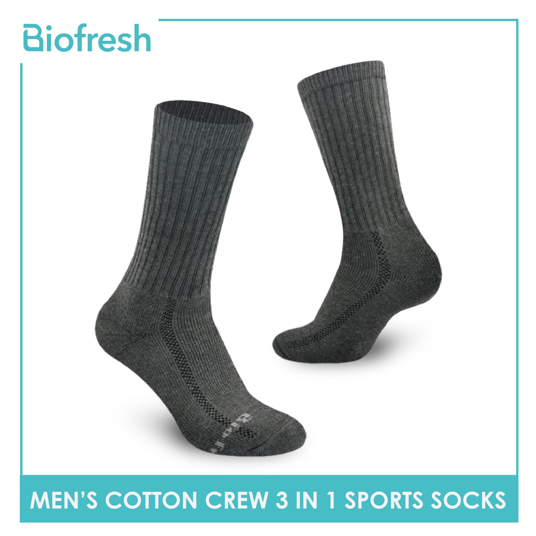 Biofresh RMSKG20 Men's Thick Cotton Crew Sports Socks 3 pairs in a pack ...