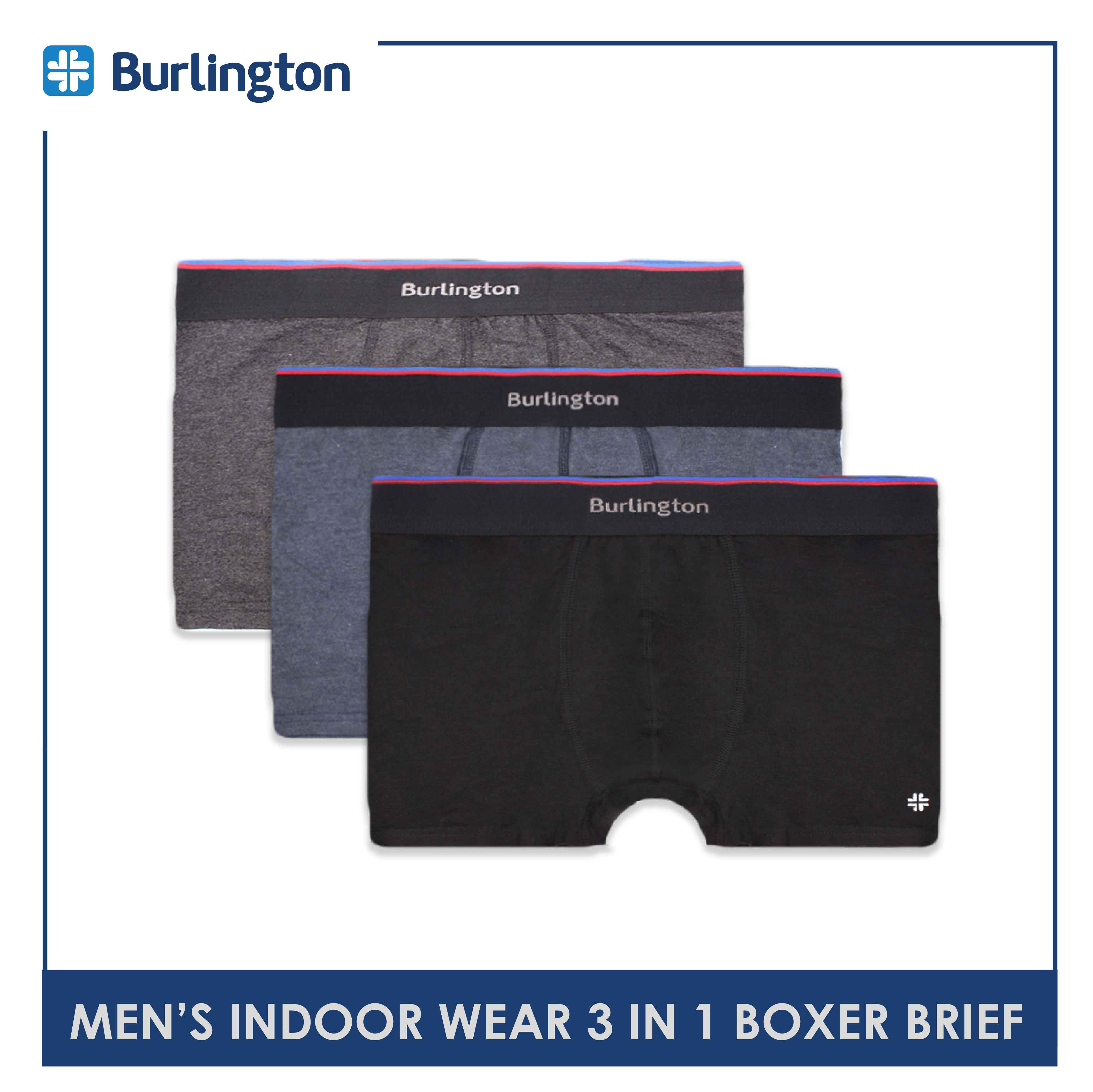 Burlington Men's Cotton Boxer Brief 3IN1 Classics Underwear GTMBBVG0401 ...