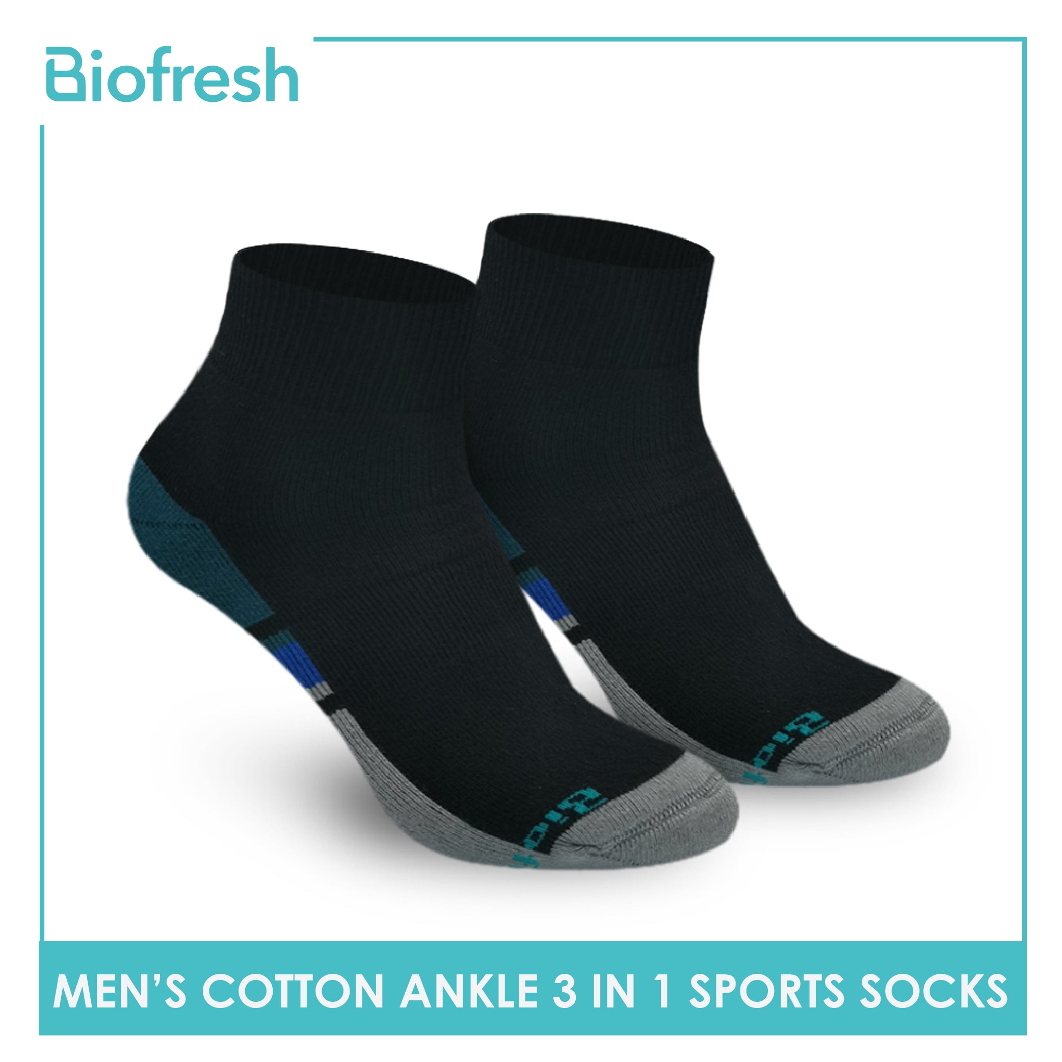 Biofresh RMSKG17 Men's Thick Cotton Ankle Sports Socks 3 pairs in a ...