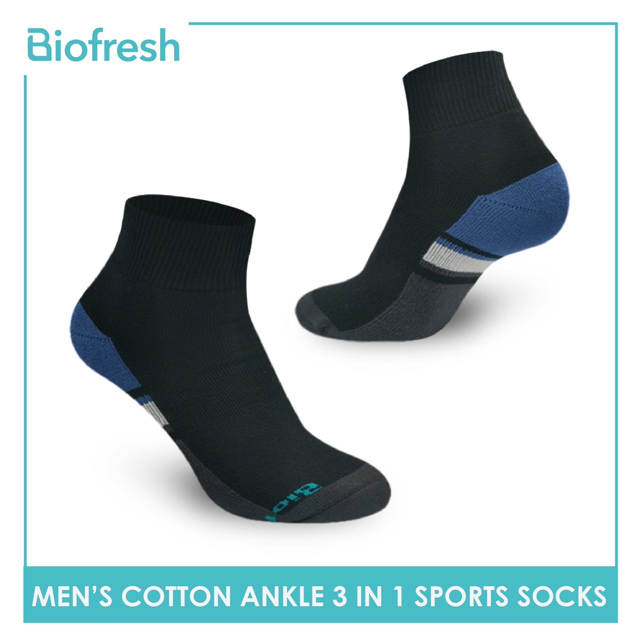 Biofresh RMSKG17 Men's Thick Cotton Ankle Sports Socks 3 pairs in a ...