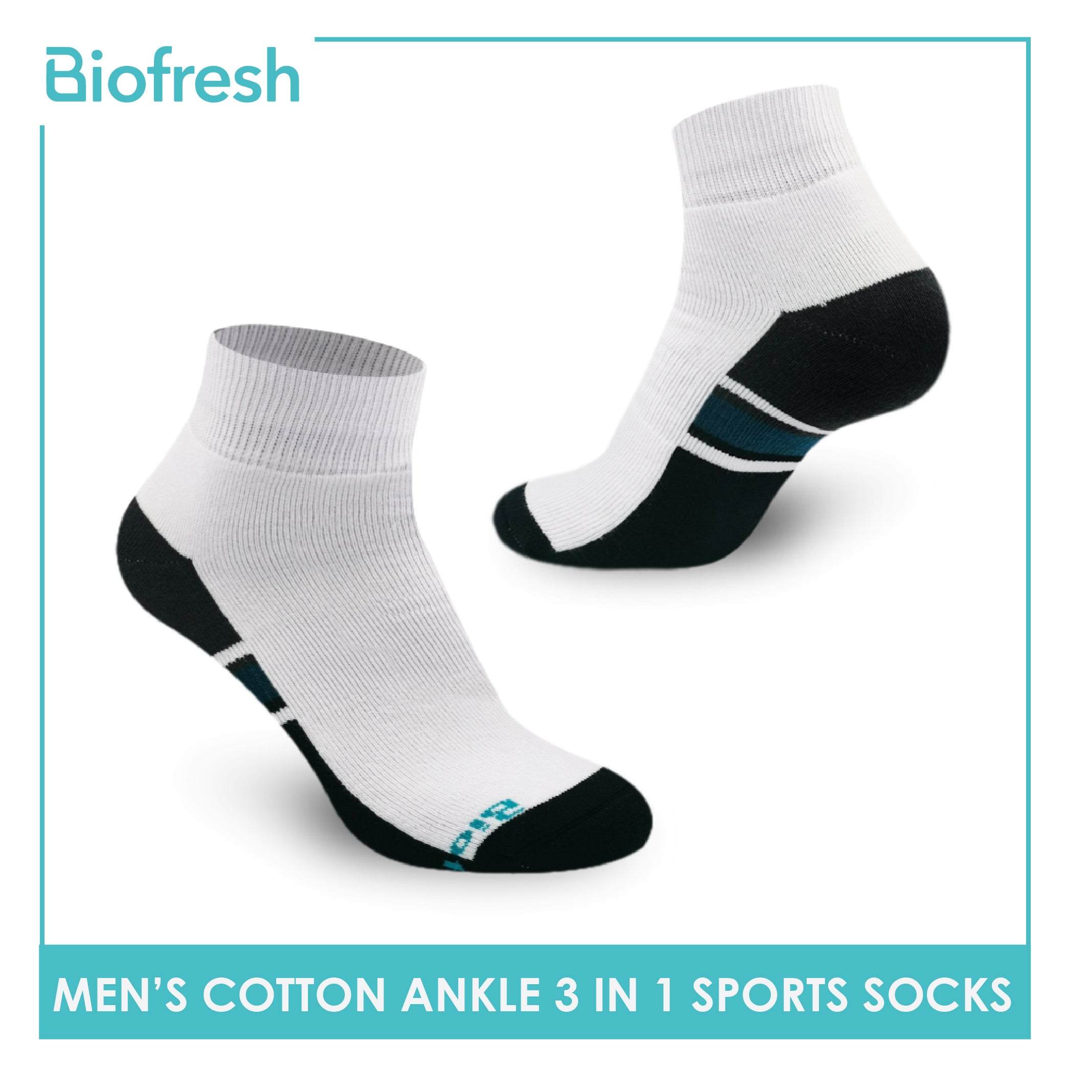 Biofresh RMSKG17 Men's Thick Cotton Ankle Sports Socks 3 pairs in a ...
