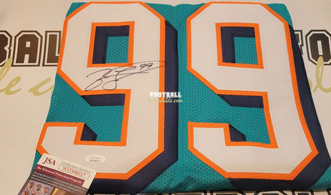 Autographed/Signed Jason Taylor Miami Orange Football Jersey JSA
