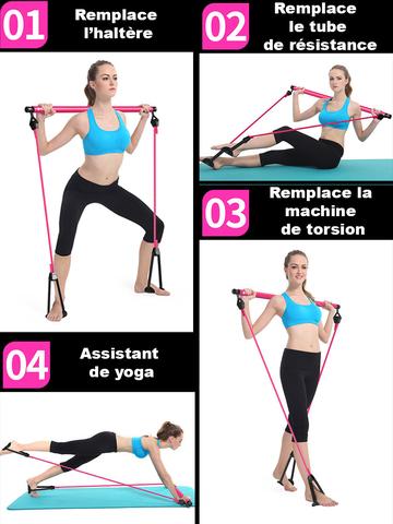 Kit de Barre Pilates avec Bande de Résistance, Kit d'Entraînement de  Gymnastique à Domicile Portable, Bande de Résistance et Barre Tonifiante  Yoga Pilates Bâton Barre d'Exercice de Yoga avec Boucle de Pied