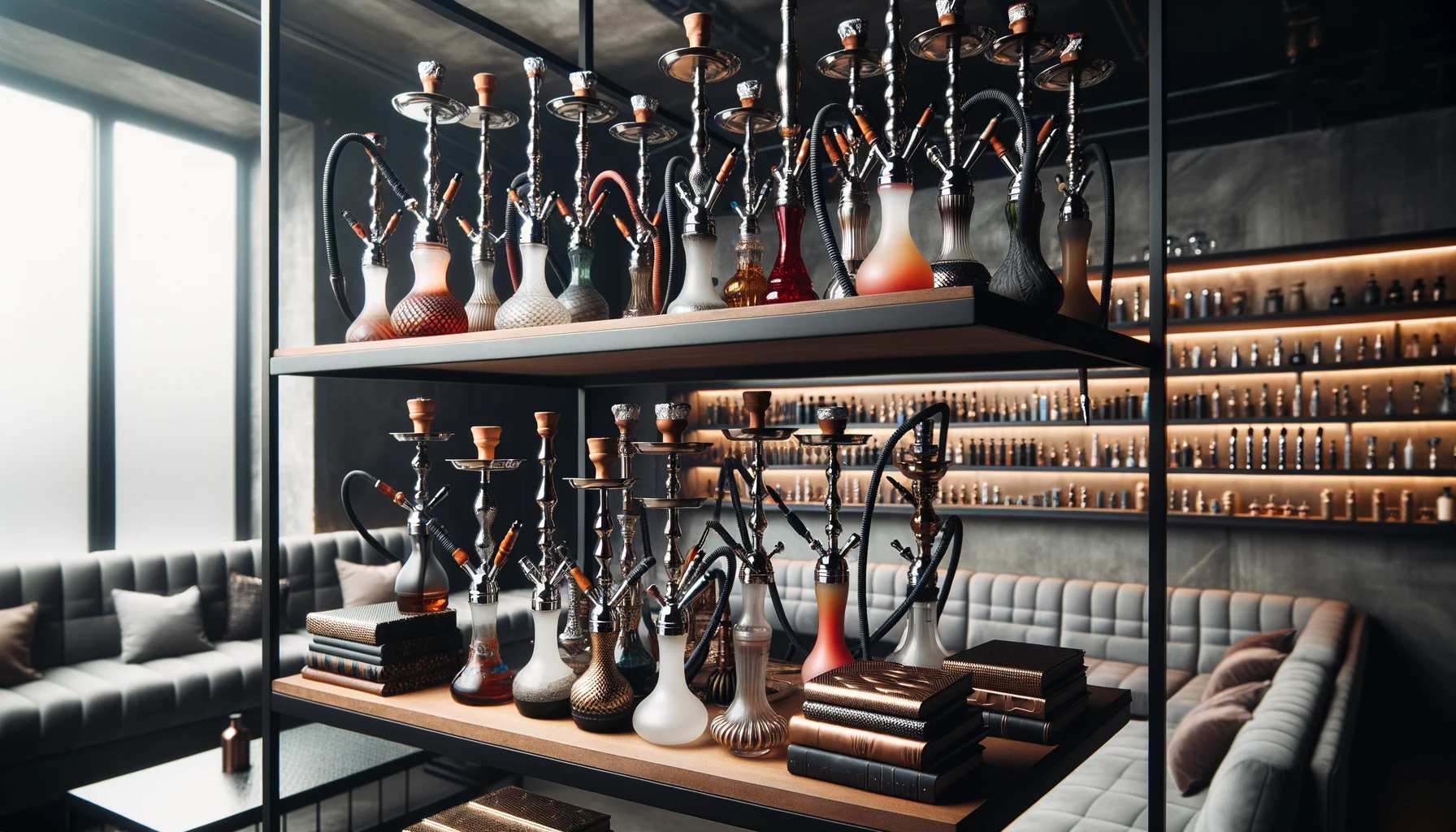 Hookahs in a shelf