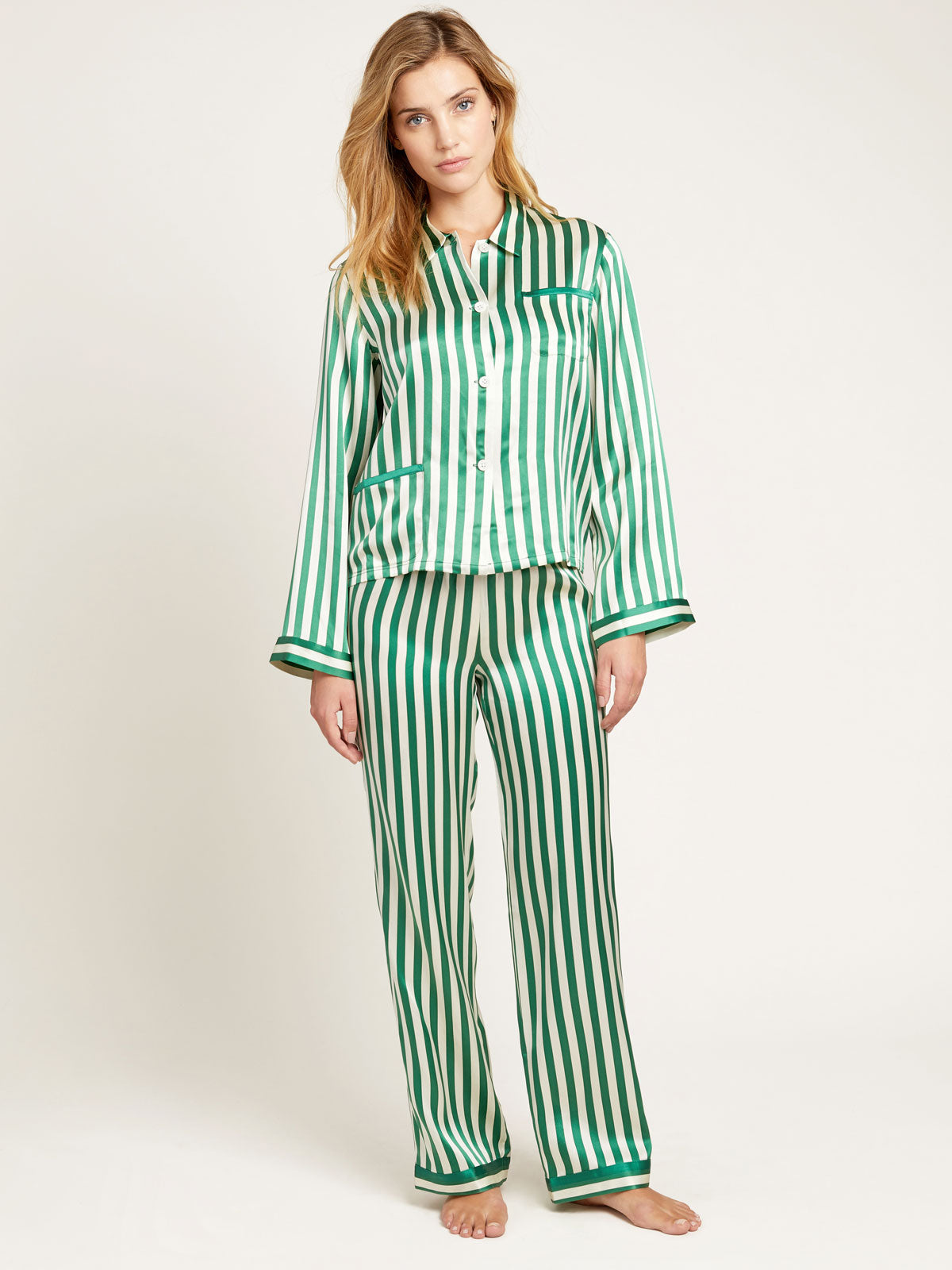 Ruthie Top in Emerald | Ready-to-Wear Designer Silk Pajama Top