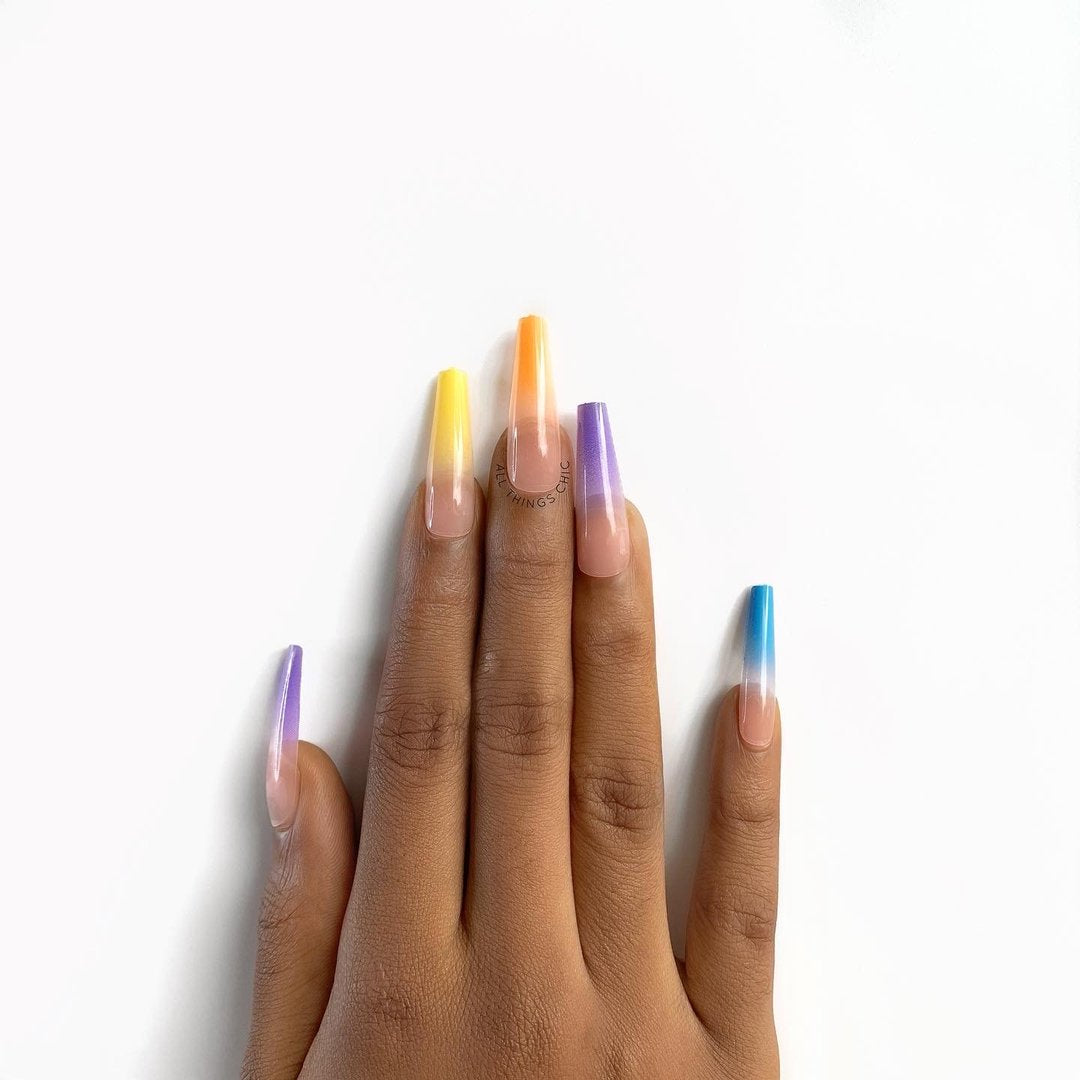 Multicoloured press on nails by all things chic