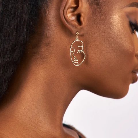 Face outline abstract sillouette trendy earring