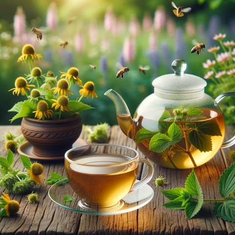 goldenseal tea with bees in nature