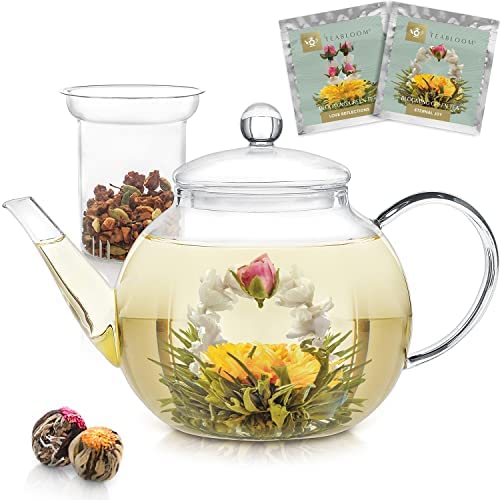 Glass Teapot Kettle with Infuser - Loose Leaf Tea Pot 32oz – Yum
