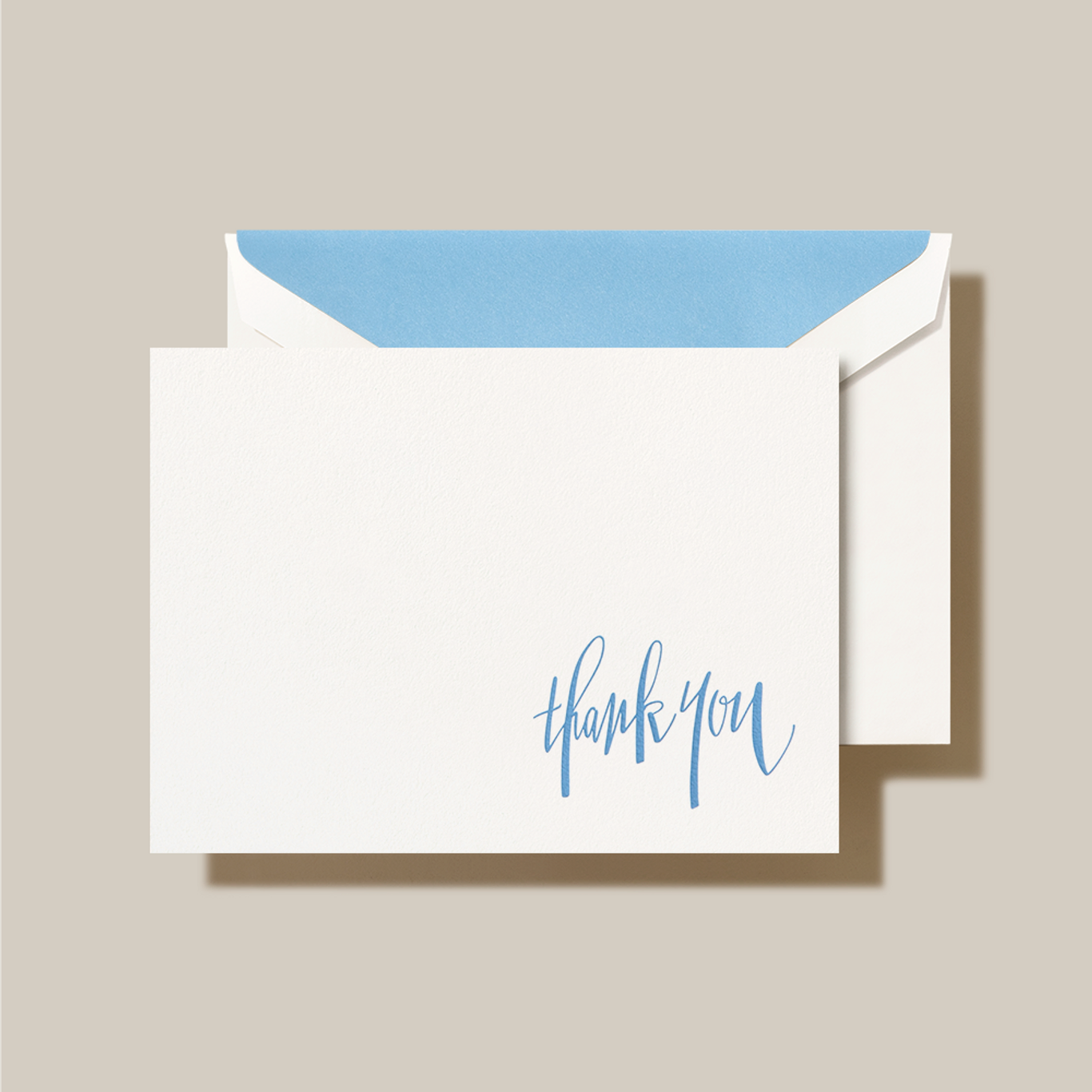 CT1313 Newport Blue Hand engraved Thank you note on Pearl white finish