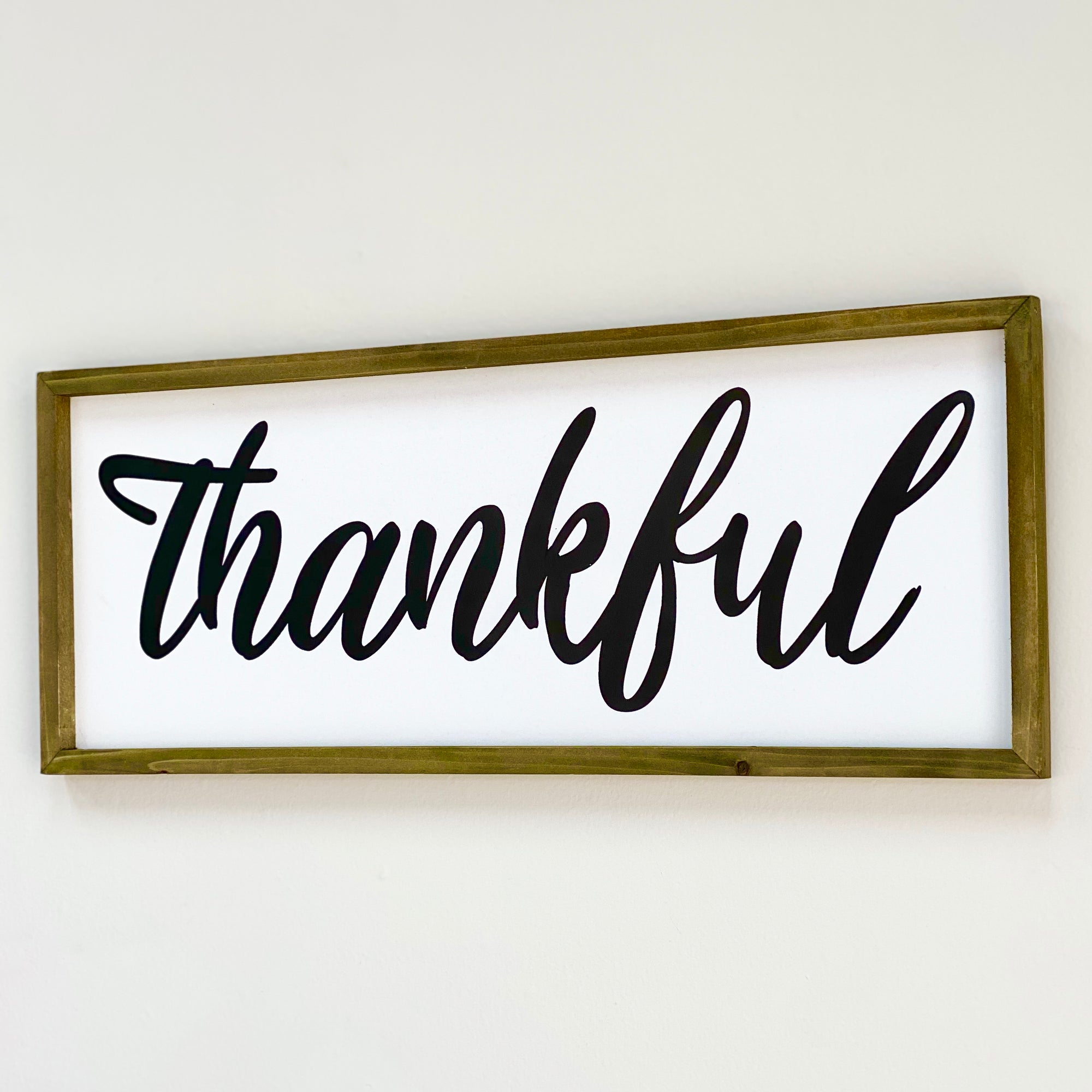 Wood Wall Art Cursive Thankful Decora Home