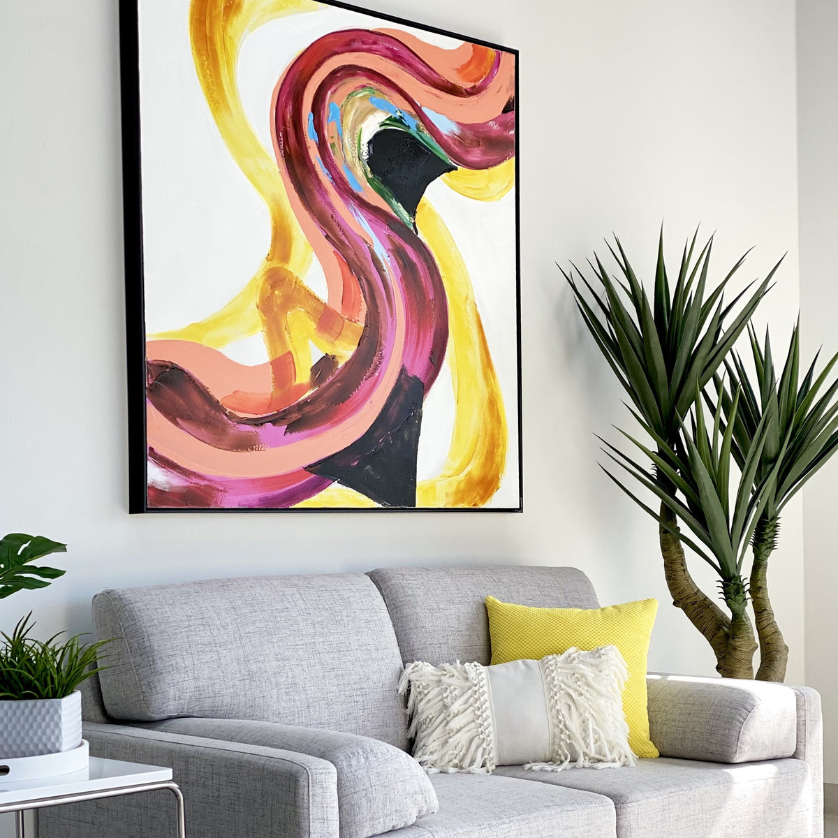 Abstract Lily Hand Oil Painting Framed Wall Canvas - Decora Home