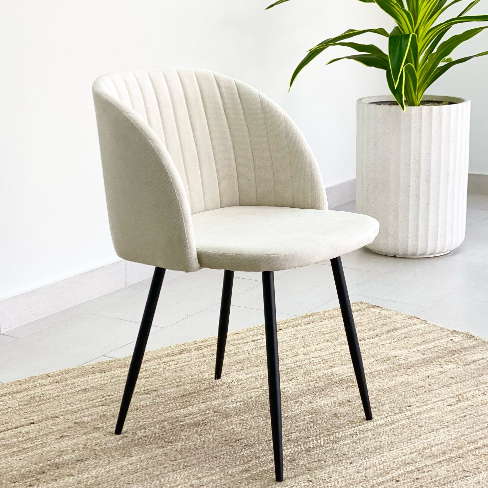 ivory fabric dining chairs