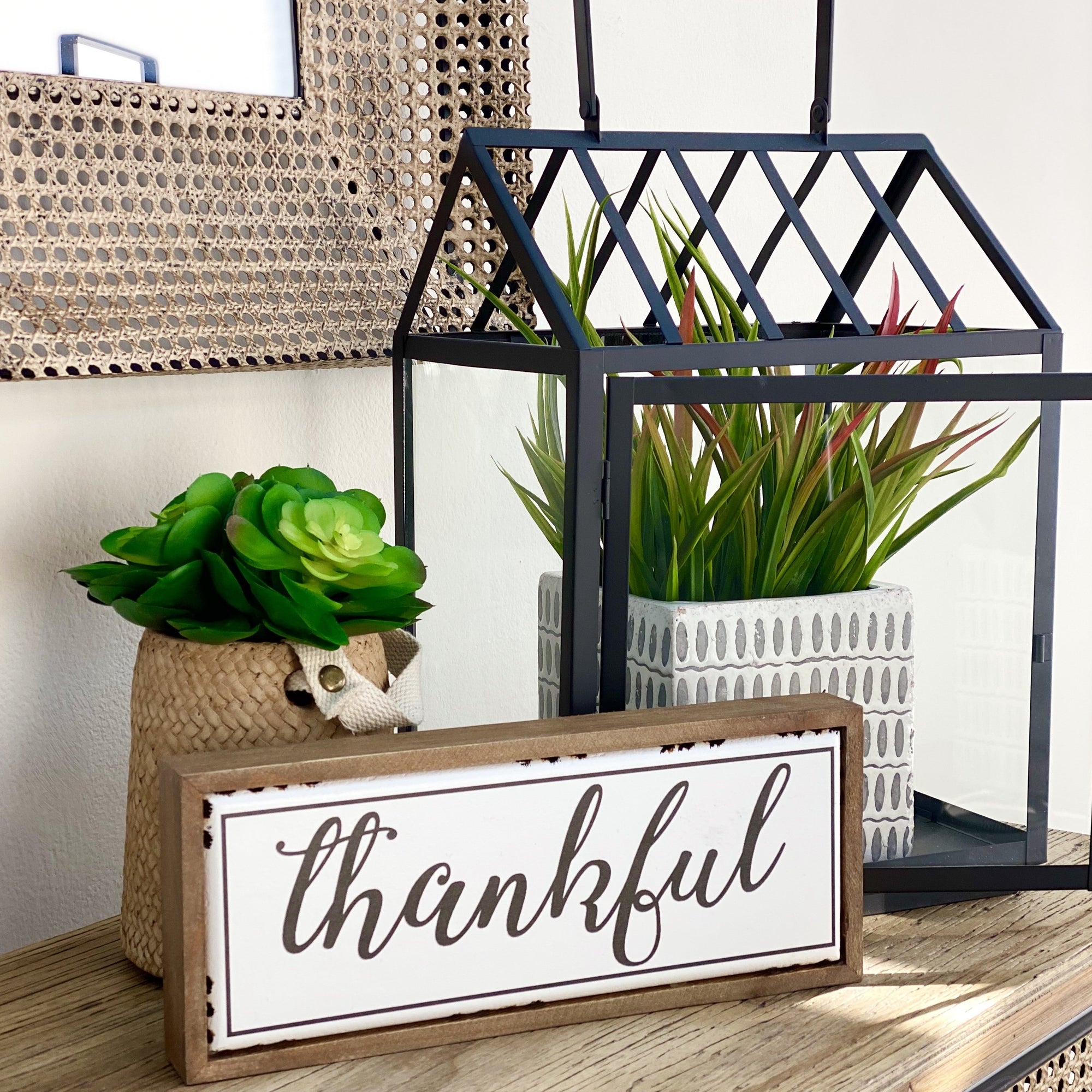 Thankful Wood and Metal Table Top Sign - Decora Home