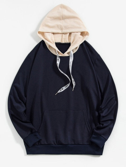 letter print drawstring hoodie