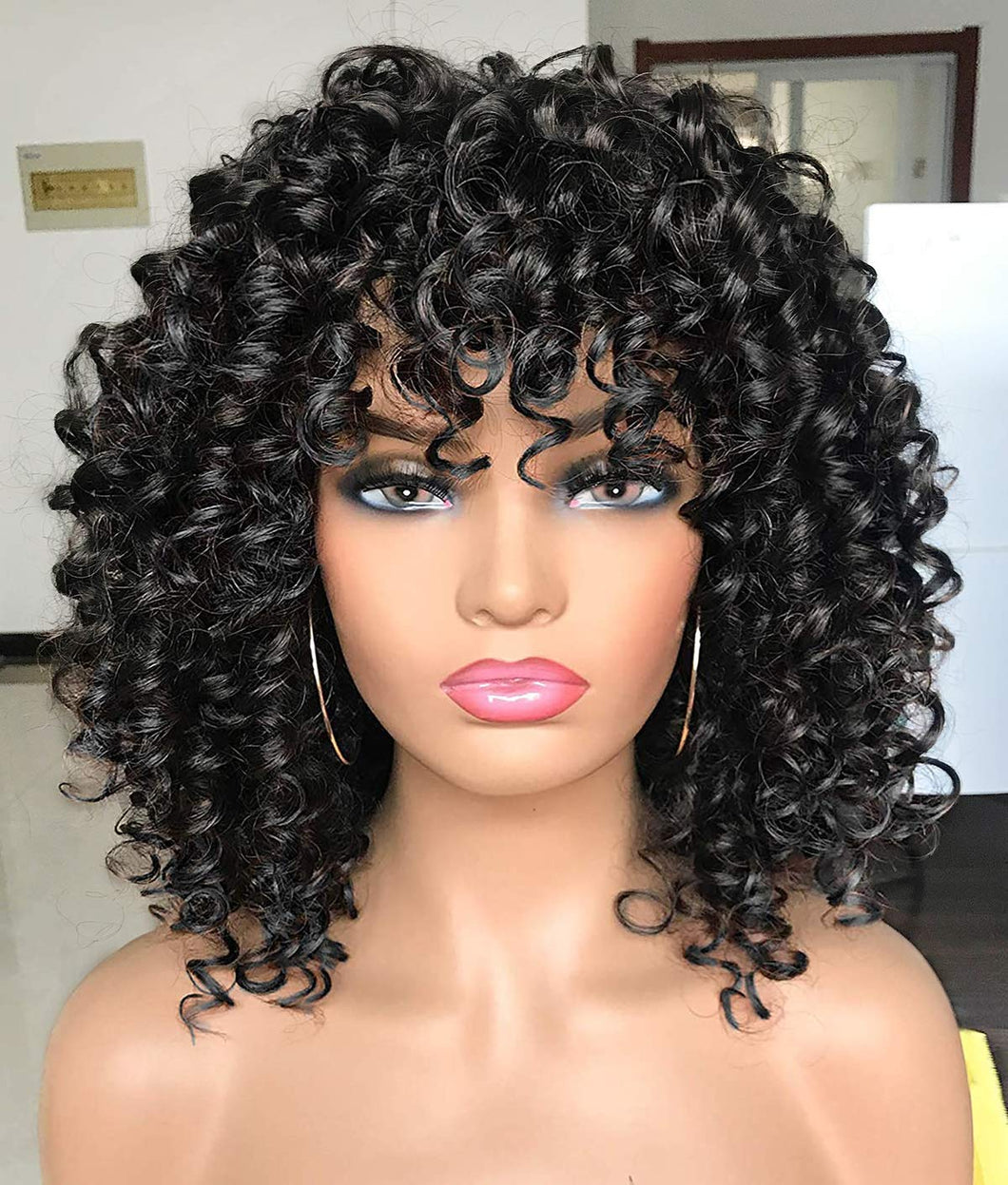 Tash 1B Afro Kinky Curly Wig with Bangs – Bella Chic Hair & Beauty