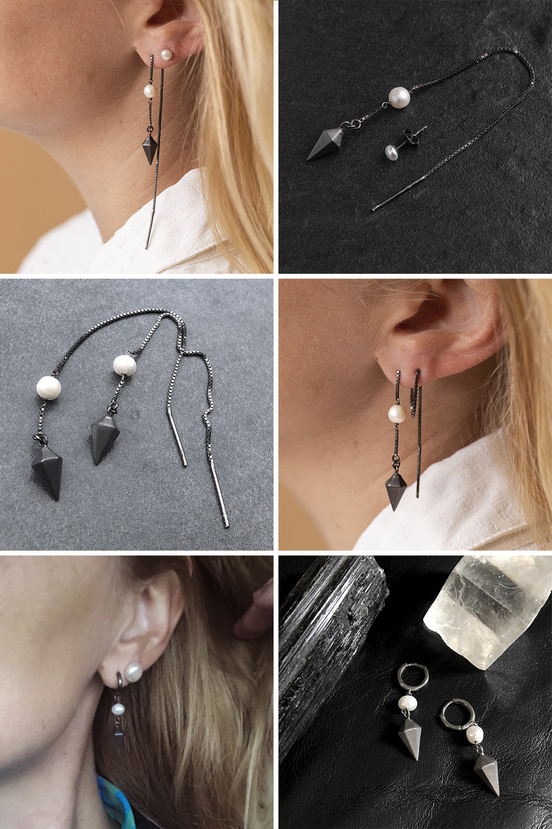 Black silver jewelry collection by hymness studio denmark. black oxidized jewelry pieces with rhodium plating