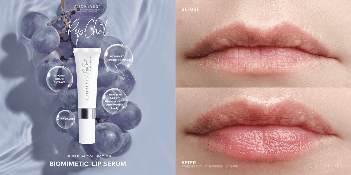 résultats du sérum à lèvres biomimétique adoreyes avant après