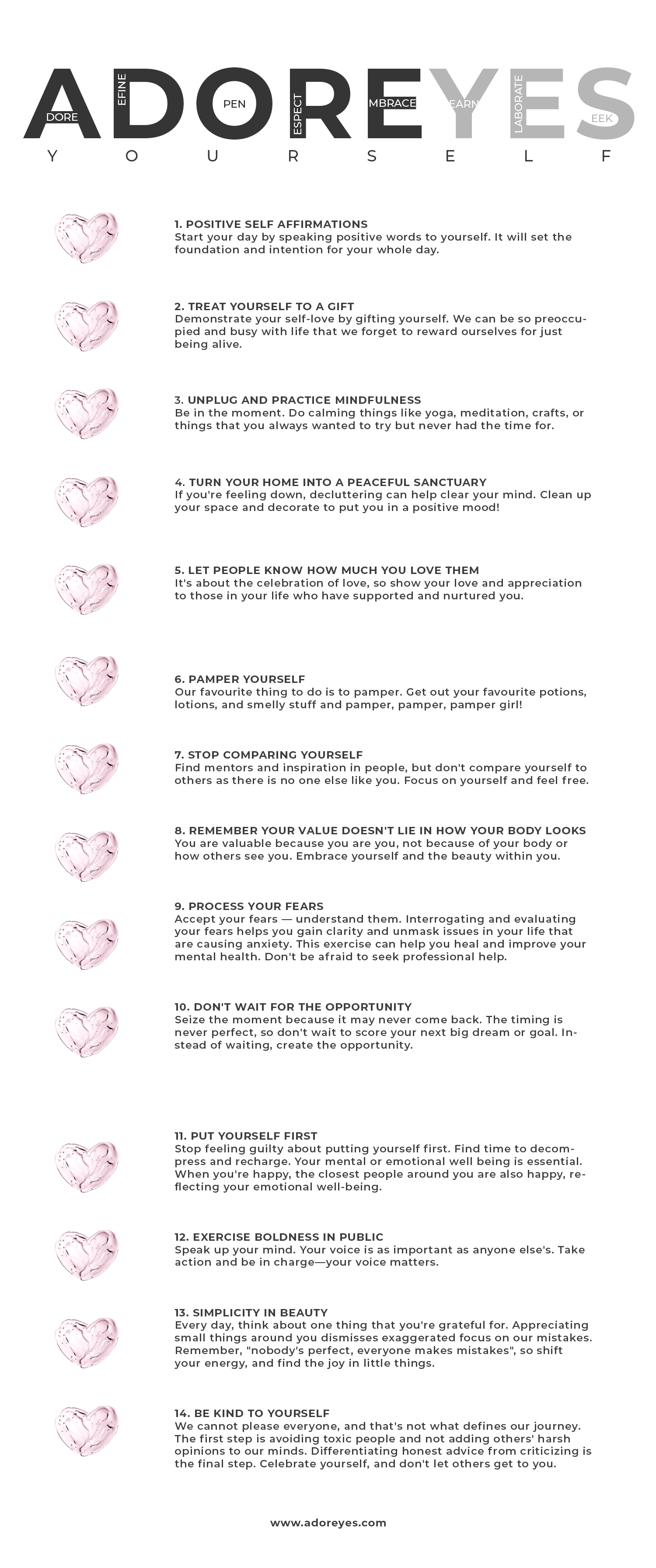 ADOREYES self-love practice guide