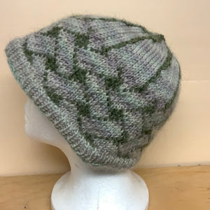 Muted shades of gray and sage, soft wool hat