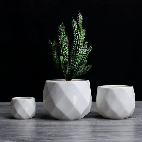 Ceramic Diamond Geometric Flowerpot 0