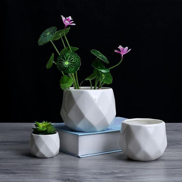 Ceramic Diamond Geometric Flowerpot 1