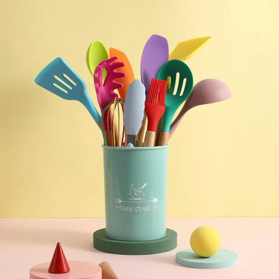 Colourful White Silicone Utensils Set – huemabe - Creative Home Decor