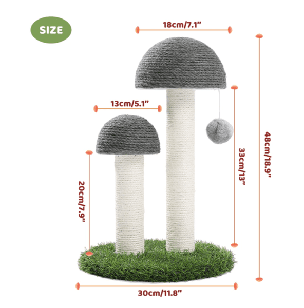 Mushroom Cat Scratching Post with Ball 4