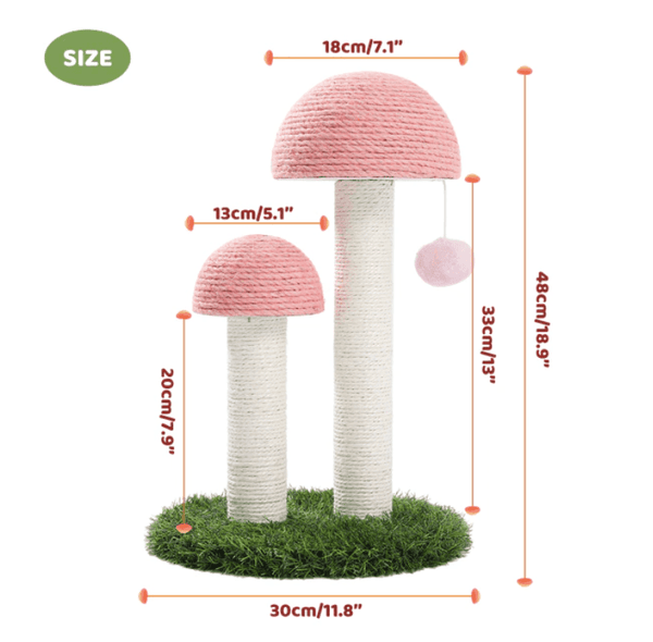 Mushroom Cat Scratching Post with Ball 5