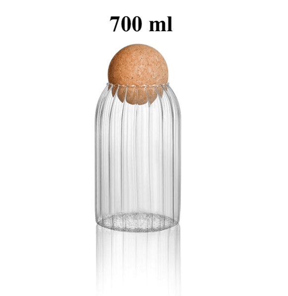 Pattern Glass Storage Jar with Cork Lid Ball 3
