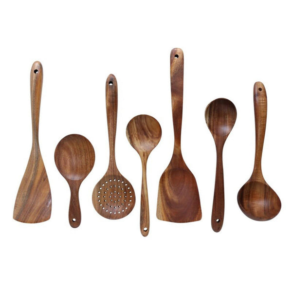 Traditional 7 Pieces Wooden Utensil Set 3