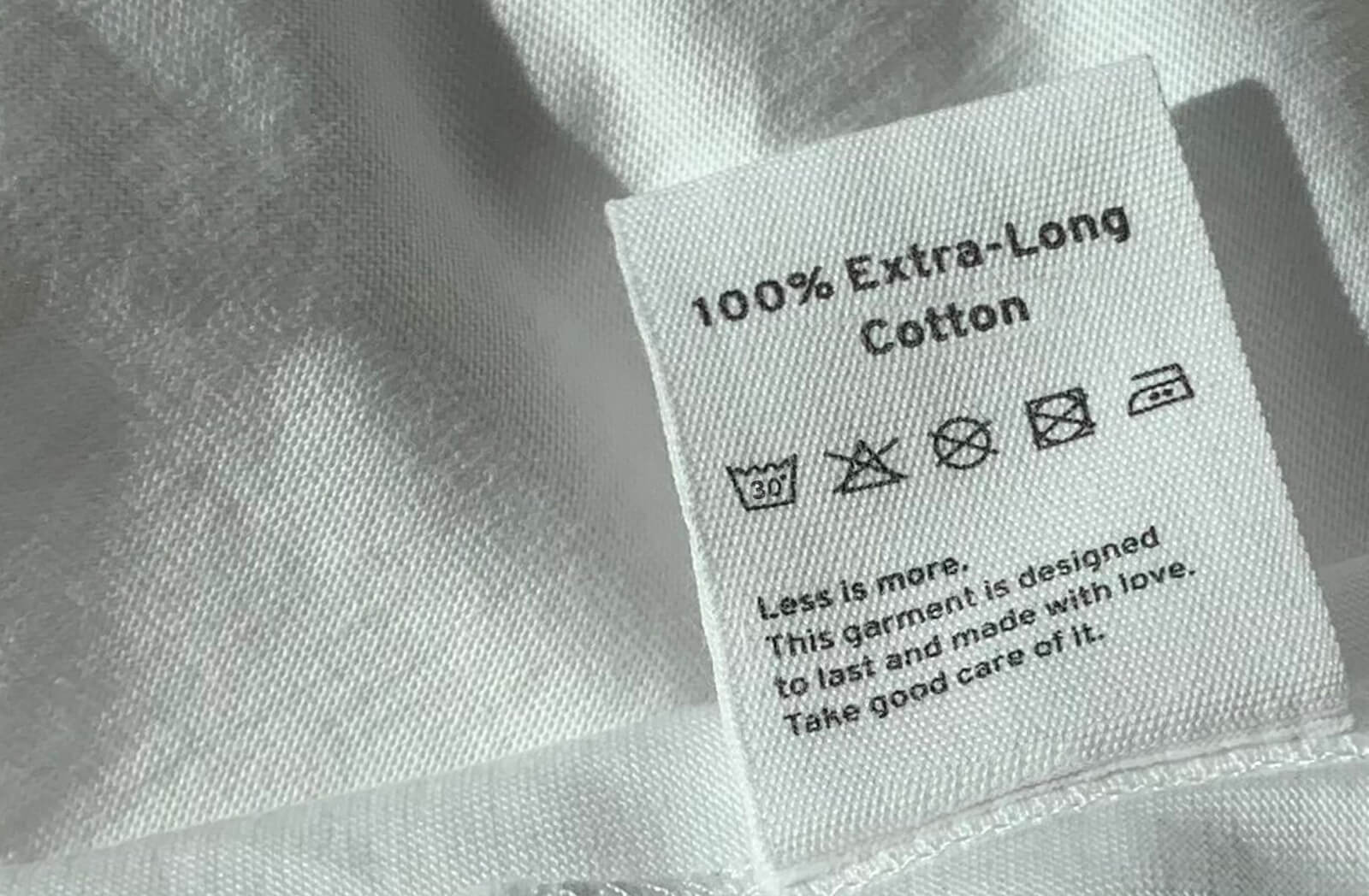 care instructions label on the cotton fabric