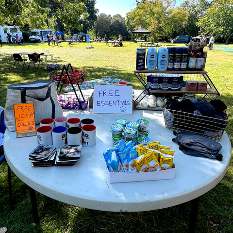 Leiho donations stall at StreetsFest, festival for people experiencing homelessness