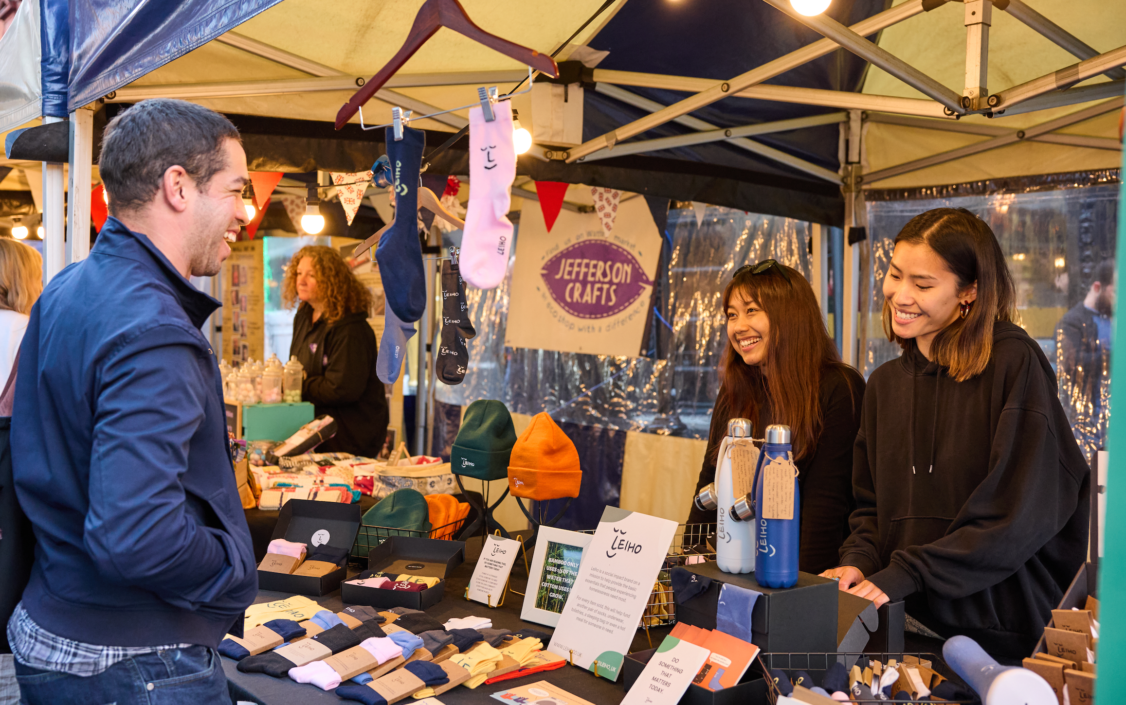 Leiho socks that do good at Spitalfields market in London