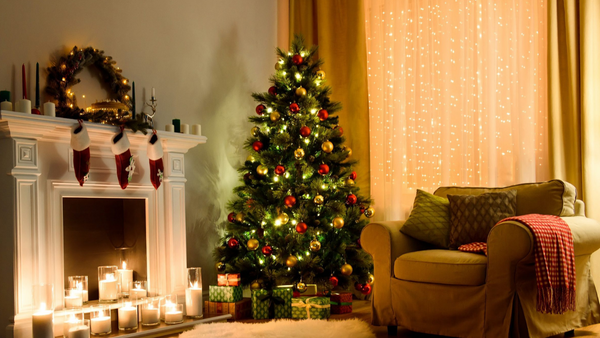 Christmas  tree in a living room