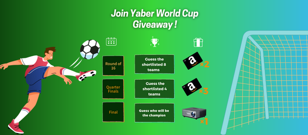 Yaber World Cup 2022 Giveaway Activity Rules. Click in and win  free yaber projectors and Amazon gift cards.
