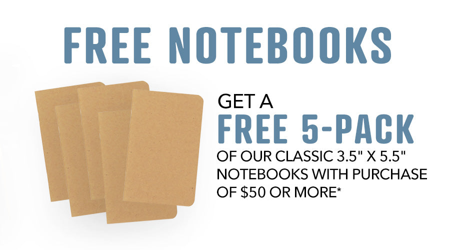 Free Notebook Offer, get a FREE 5 pack of notebooks with purchase of $50 or more*