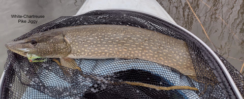 Kayak Pike, White Bead Head Jiggy Fly