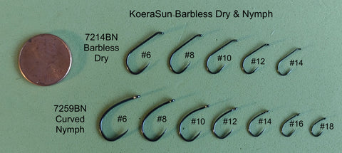 KSun Hooks Barbless Dry, Nymph, Emerger