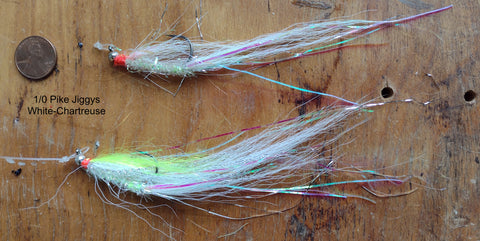 Bead Head1 /0 White Pike Jiggy Flies