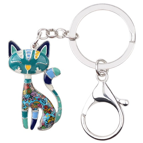 Neon Cat Keychain Sublimation PNG Graphic by sw1co design