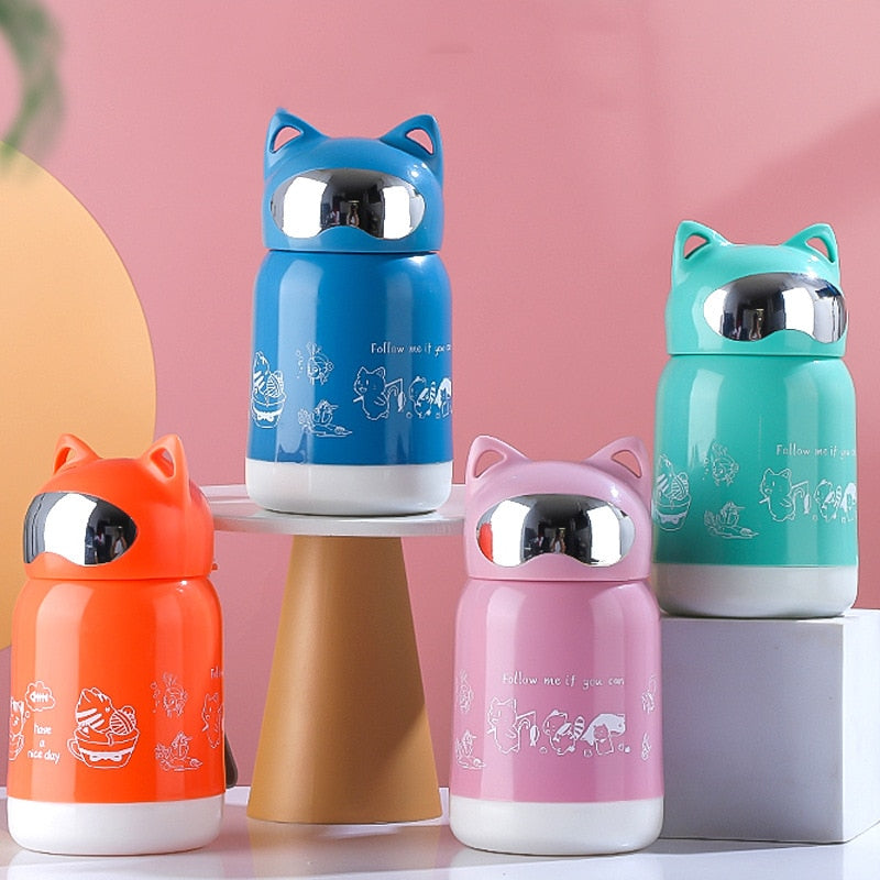 380ml Hot Drink Cup, Plastic Double Layer Cat Ear Sippy Cup, Cute Thermos  Hot Coffee Mug, Glitter Customizable Logo