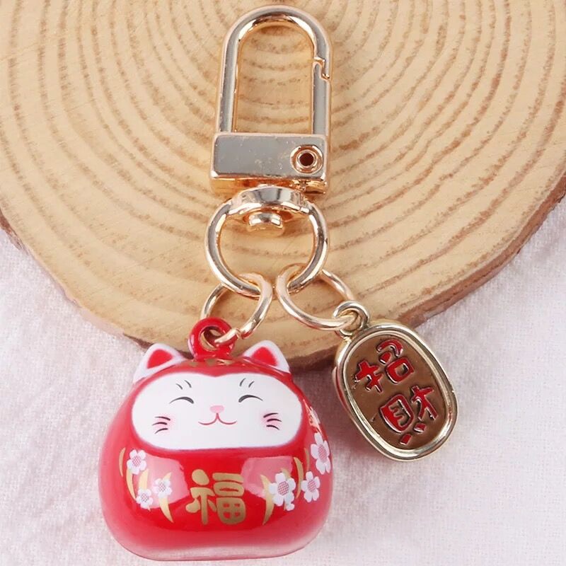 White & Red Kawaii Cat Keychain (1.0)