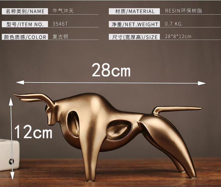 Modern Abstract Golden Calf Bull Rein Sculpture Statue