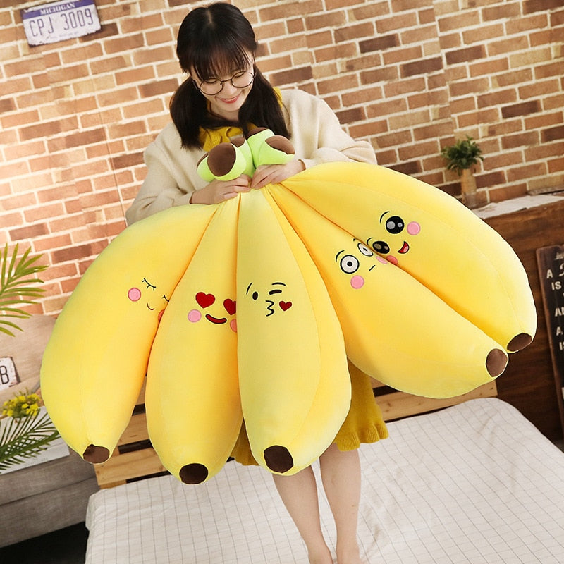 Soft Giant Yellow Banana Plush Pillow Stuffed Realistic Fruit Toy Doll  Cute100cm