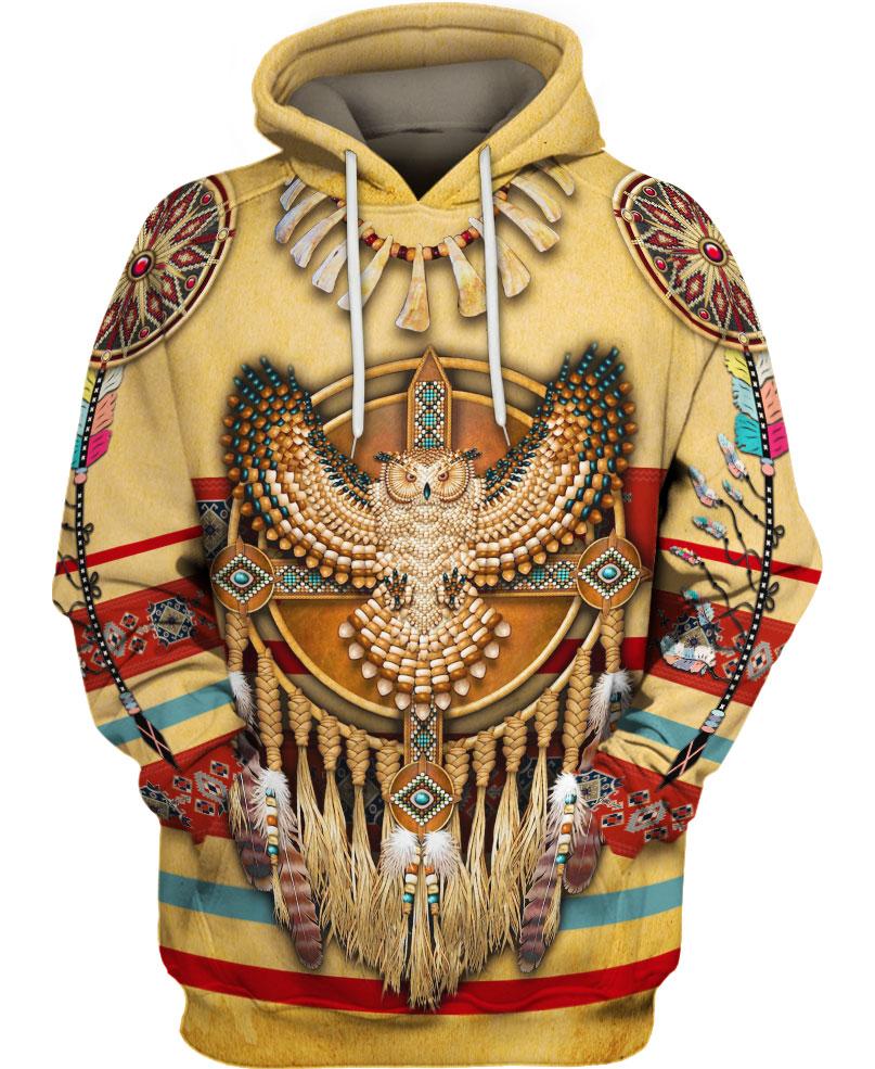 HOT Native American Owl All Over Printed 3D Hoodie1