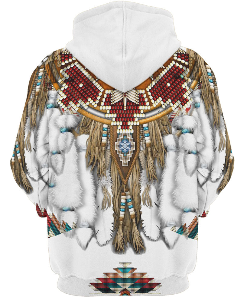 HOT Native American white All Over Printed 3D Hoodie2