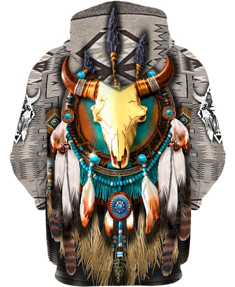 HOT Buffalo Skull Dreamcatcher All Over Printed 3D Hoodie2