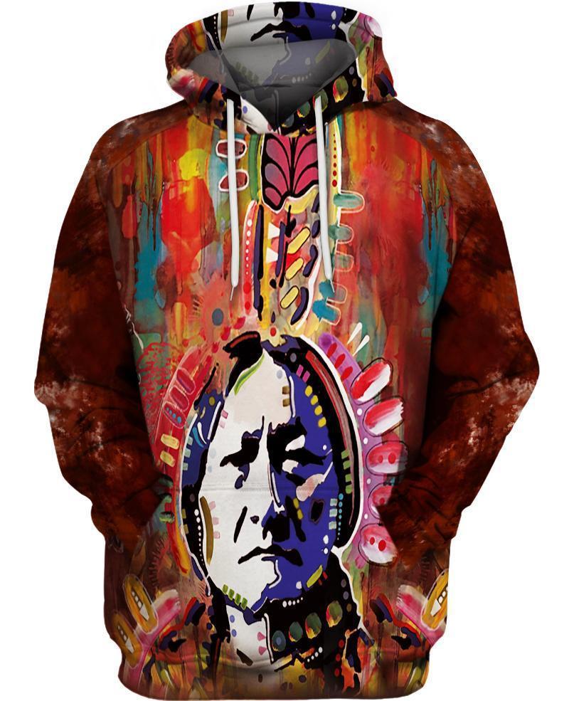 HOT Chief Sitting Bull art All Over Printed 3D Hoodie1