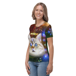 Universe Cat Galaxy Print Cat Women's T-shirt